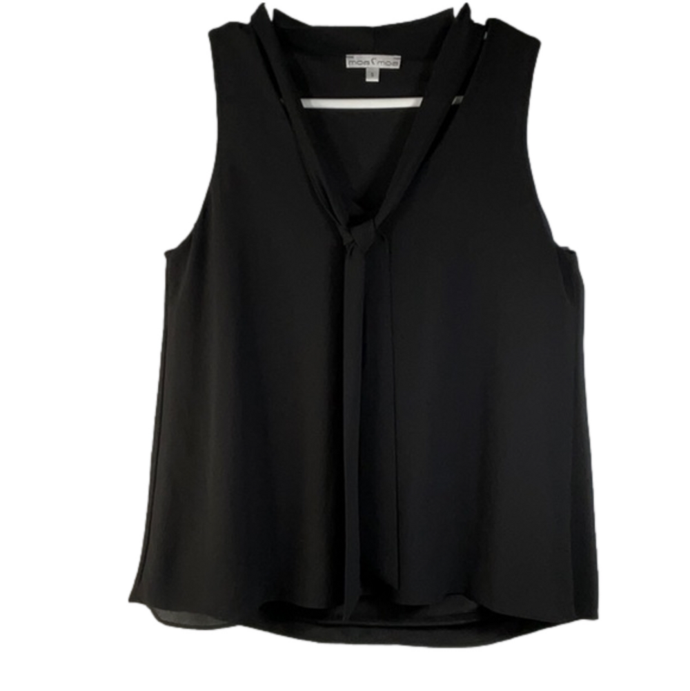 Moa Moa Black V Neck with Tie Sz Small